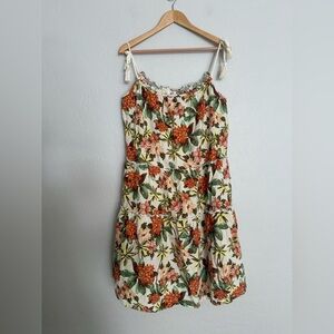 dRA Tropical Floral Tiered Linen Blend Slip Mini Dress Size S
